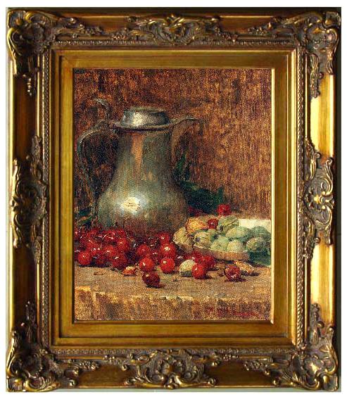 framed  Newman, Willie Betty Pewter Pitcher and Cherries, Ta056